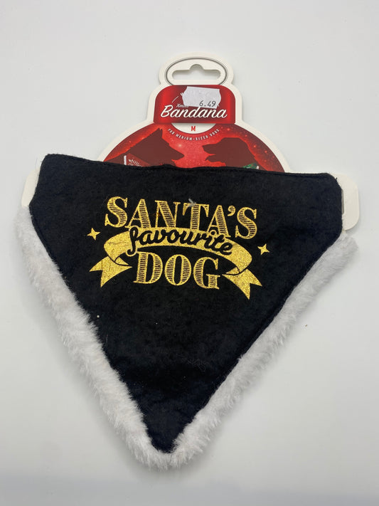 Bandana Santa's favourite Dog - Maat M Kleuren Zwart en Rood